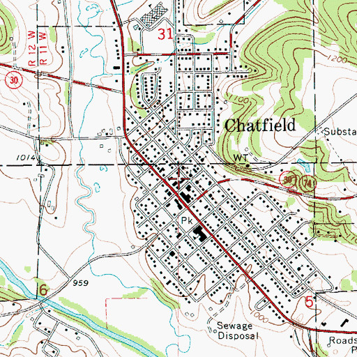 Topographic Map of Chatfield Police Department, MN
