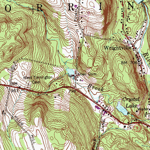 Topographic Map of Allen Dam, CT