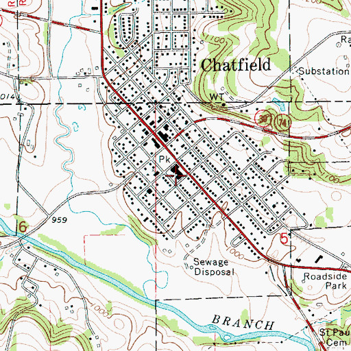 Topographic Map of Chosen Valley Elementary School, MN