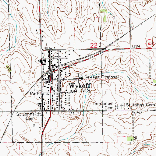 Topographic Map of Wykoff Mobile Home Park II, MN