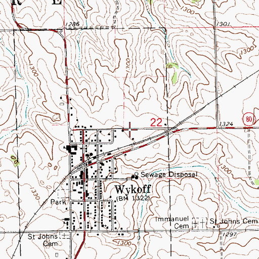 Topographic Map of Wykoff Mobile Home Park I, MN