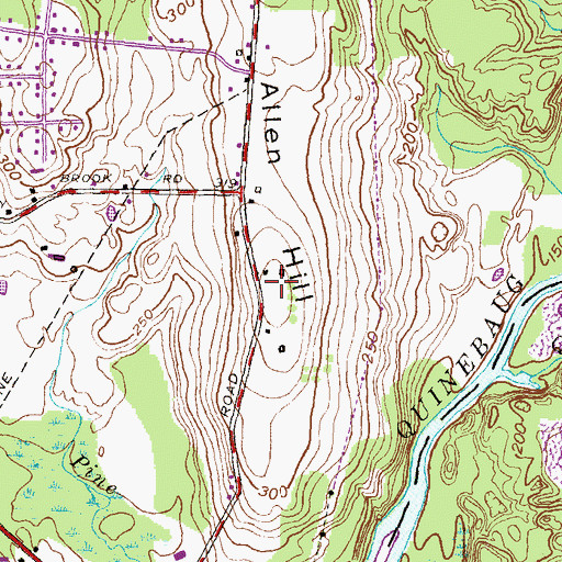 Topographic Map of Allen Hill, CT