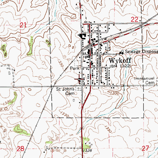 Topographic Map of Saint John's Church, MN