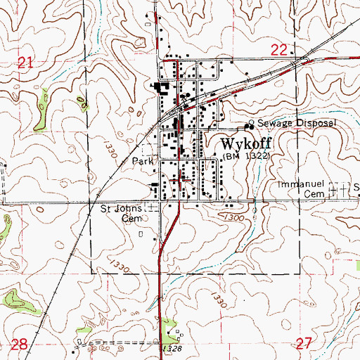 Topographic Map of United Methodist Church, MN
