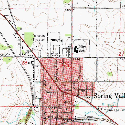 Topographic Map of Spring Valley Trailer Park, MN
