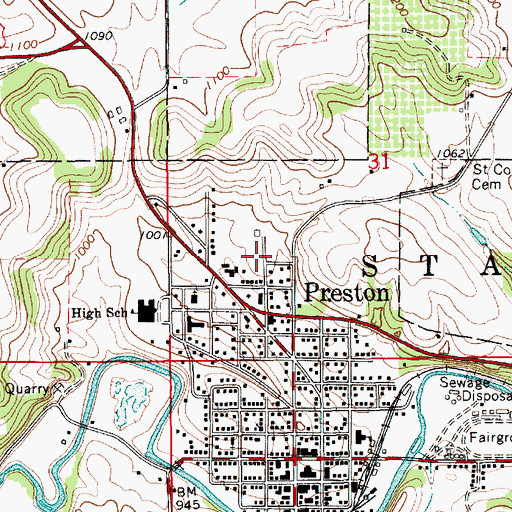 Topographic Map of Spring Valley Police Department, MN