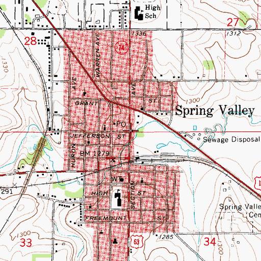 Topographic Map of First Baptist Church, MN