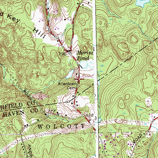 Topographic Map of Allentown Cemetery, CT