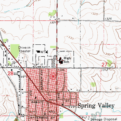Topographic Map of Kingsland High School, MN