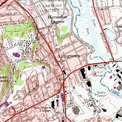 Topographic Map of Allingtown, CT