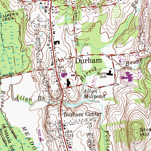 Topographic Map of Allyn Millpond, CT