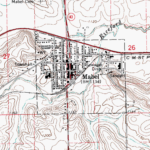 Topographic Map of Mabel (historical), MN