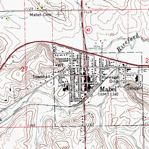 Topographic Map of Mabel First Lutheran Church, MN