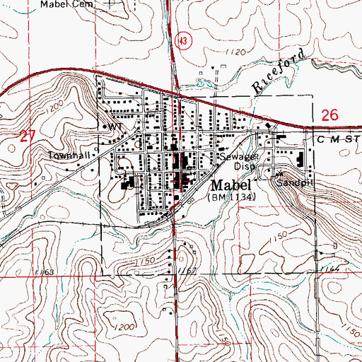 Topographic Map of Mabel Clinic, MN