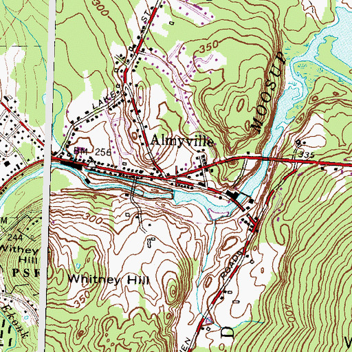 Topographic Map of Almyville, CT