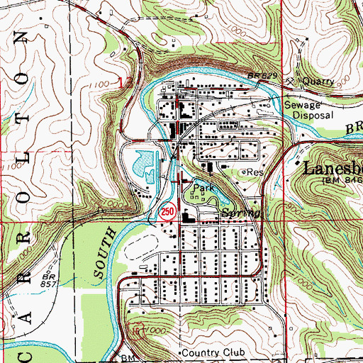 Topographic Map of Lanesboro Library, MN