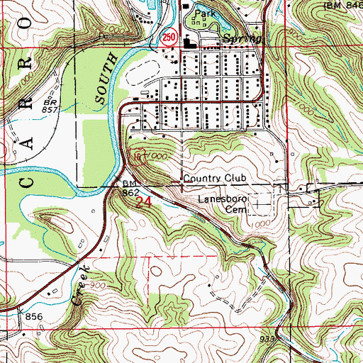 Topographic Map of Lanesboro Golf Club, MN