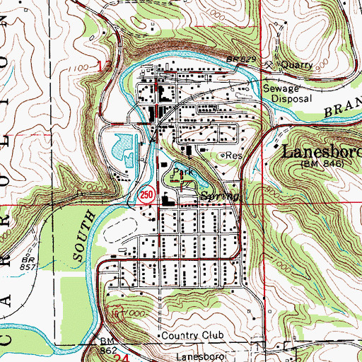 Topographic Map of Sylvan Park, MN