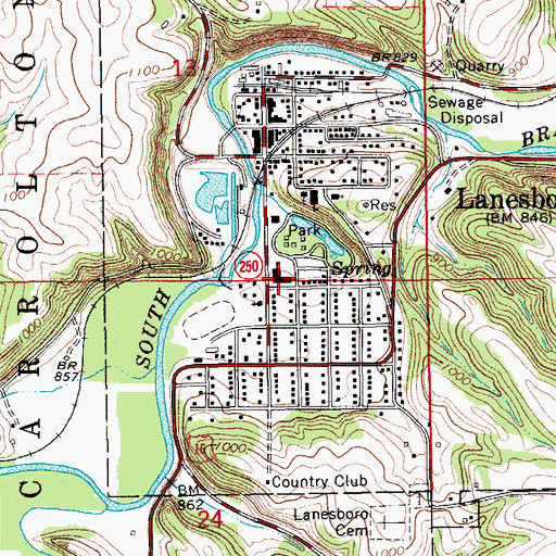 Topographic Map of Lanesboro Secondary School, MN