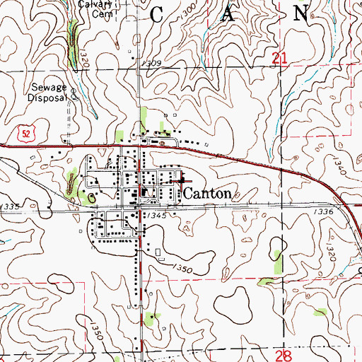 Topographic Map of Canton Plaza School, MN
