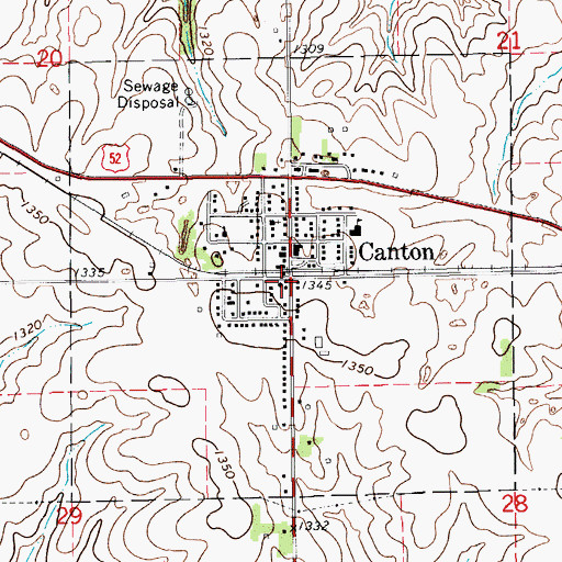 Topographic Map of Canton Fire Department, MN