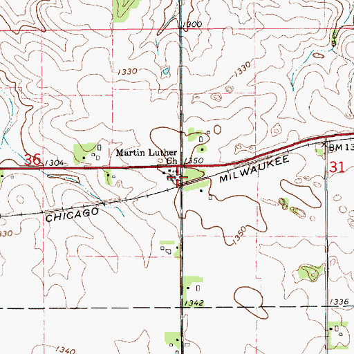 Topographic Map of Midway Lutheran Cemetery, MN