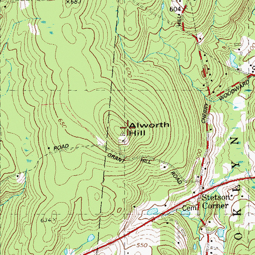 Topographic Map of Alworth Hill, CT