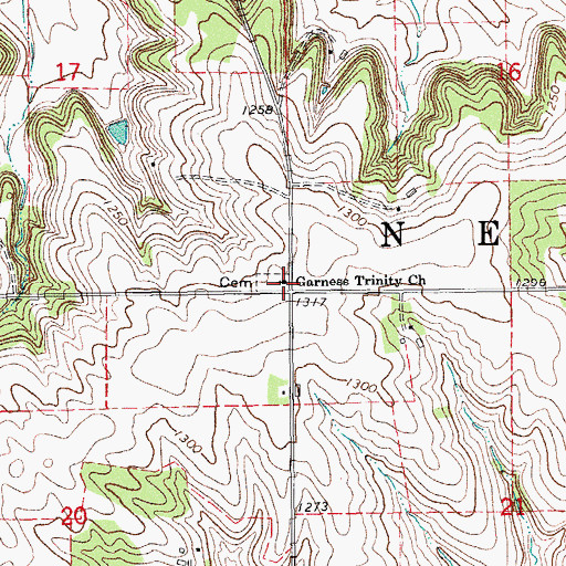 Topographic Map of Garness Cemetery, MN