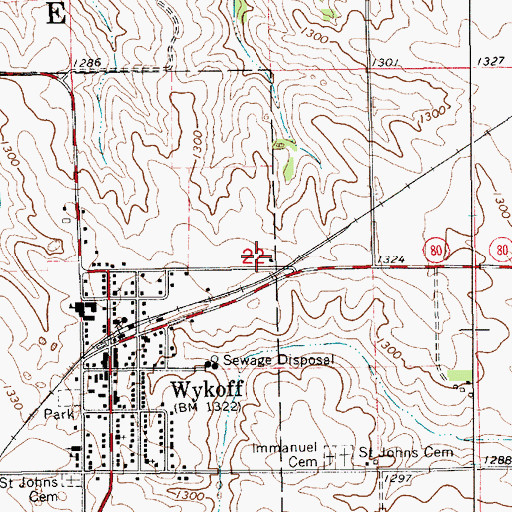 Topographic Map of Saint Kilian's Cemetery, MN