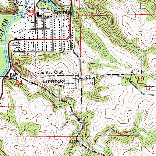 Topographic Map of Saint Patrick's Catholic Cemetery, MN