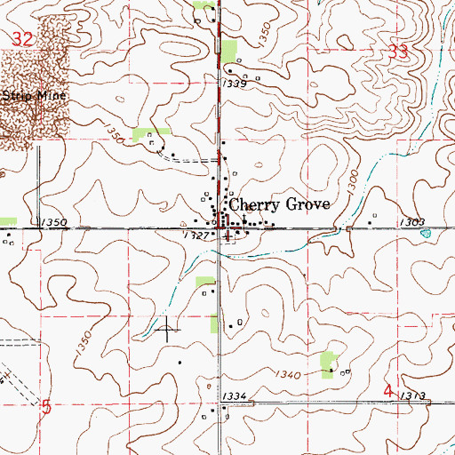 Topographic Map of Cherry Grove Cemetery, MN