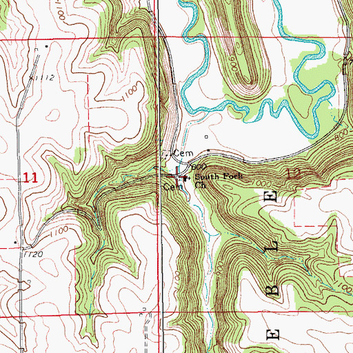 Topographic Map of South Fork Cemetery, MN