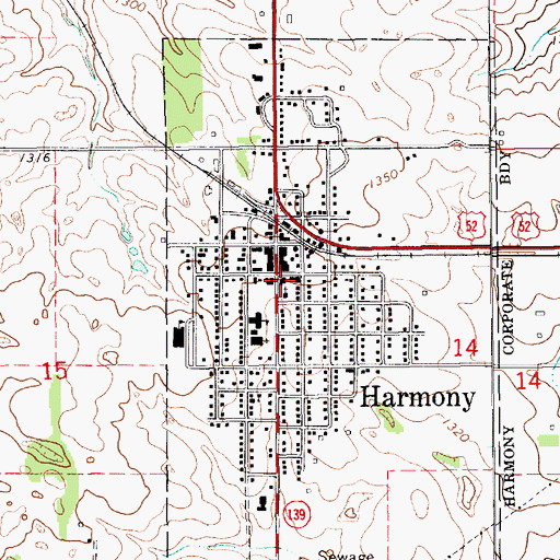 Topographic Map of Harmony Toy Museum, MN