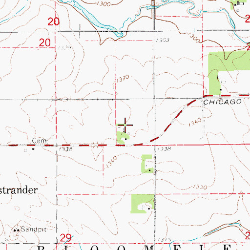 Topographic Map of Ostrander (historical), MN