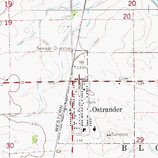Topographic Map of Ostrander Mobile Home Park, MN