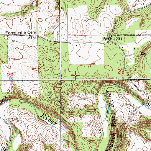 Topographic Map of Forestville State Park, MN