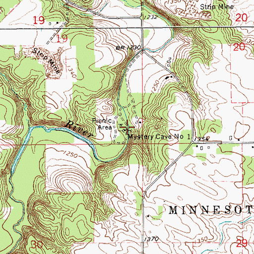 Topographic Map of Mystery Cave Historical Marker, MN