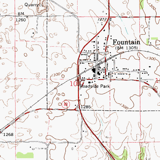 Topographic Map of Geology of Sinkholes Historical Marker, MN