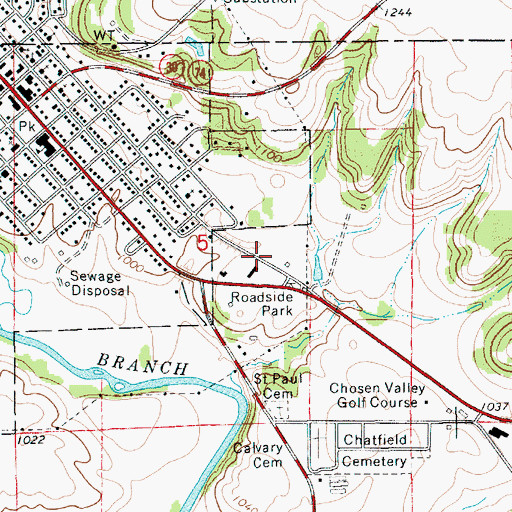 Topographic Map of Chatfield Historical Marker, MN