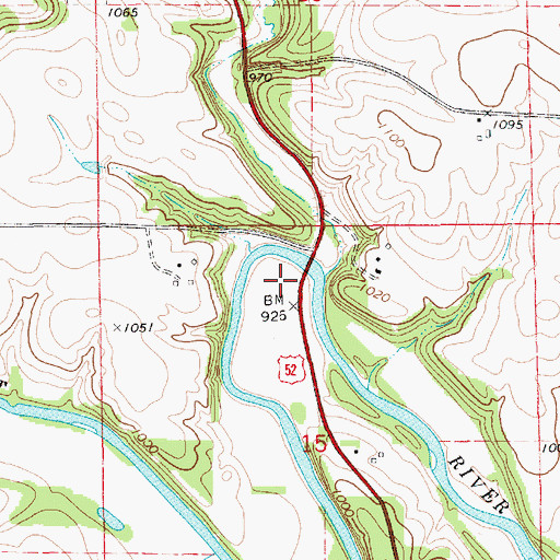 Topographic Map of Parsley Bridge Rest Area, MN