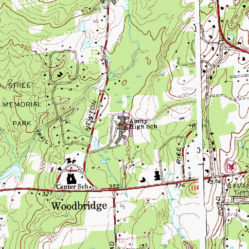 Topographic Map of Amity High School, CT