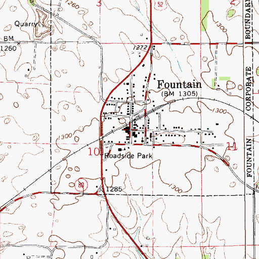 Topographic Map of Fountain (historical), MN