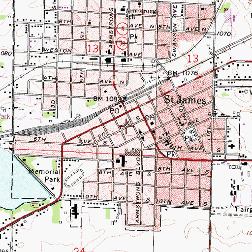 Topographic Map of Watonwan County Library, MN