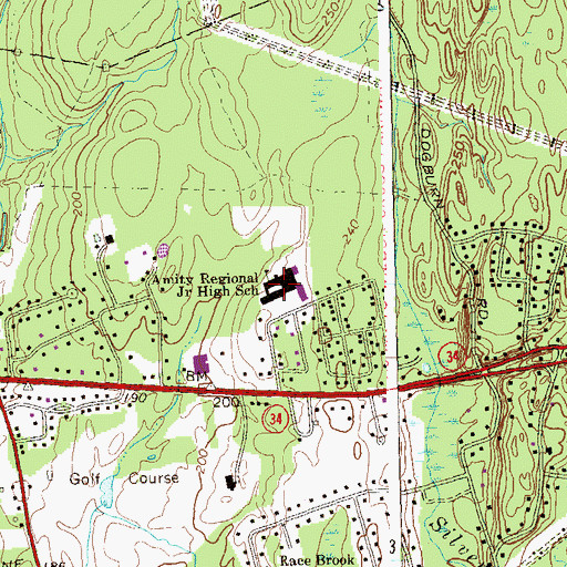 Topographic Map of Amity Regional Junior High School, CT