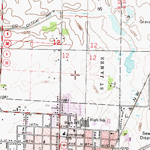 Topographic Map of United Methodist Church, MN