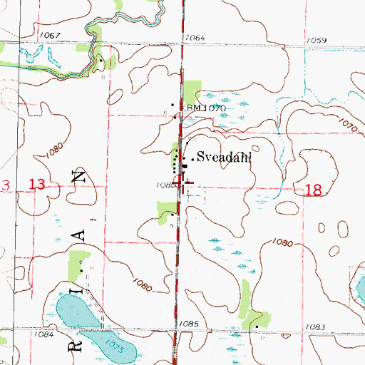 Topographic Map of Sveadahl Lutheran Church, MN