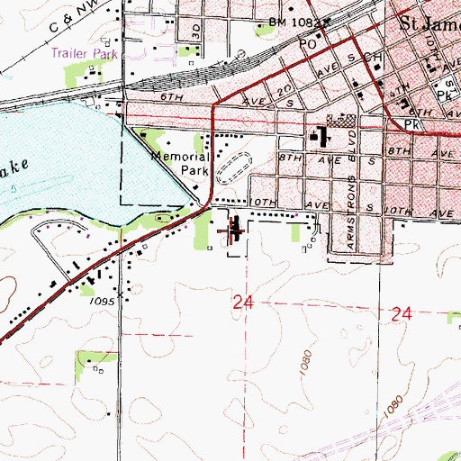 Topographic Map of Pleasant View Good Samaritan Center, MN