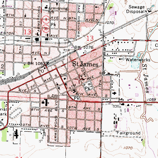 Topographic Map of Saint Paul's Lutheran School, MN