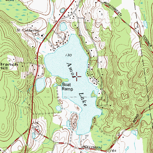 Topographic Map of Amos Lake, CT