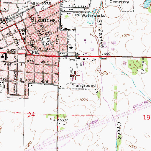 Topographic Map of Watonwan County Fairgrounds, MN